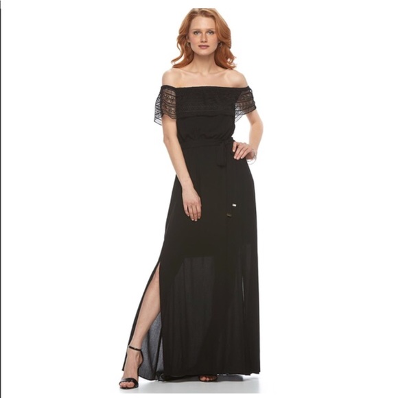 half shoulder maxi dress